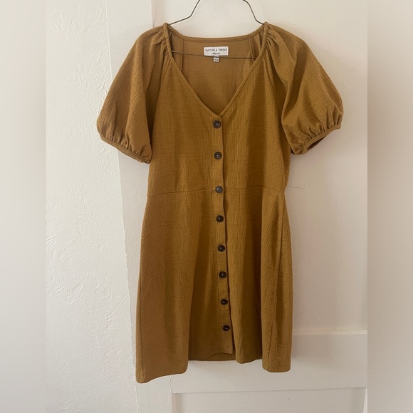 Madewell Dresses & Skirts - Madewell Texture & Thread Marigold Mustard Button Dress Sz small